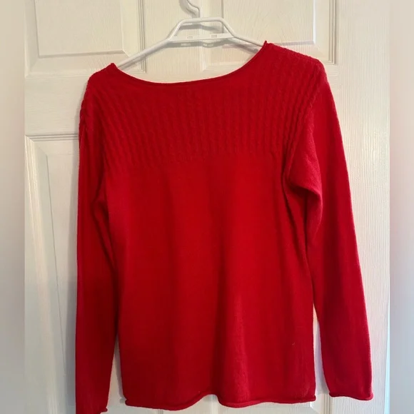 Susan Bristol Red Sweater - 100% Merino Wool - Size L ptp18.5 - Picture 5 of 7